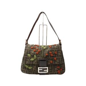 FENDI Mamma Bucket shoulder bag brown wool leather nut Zucca